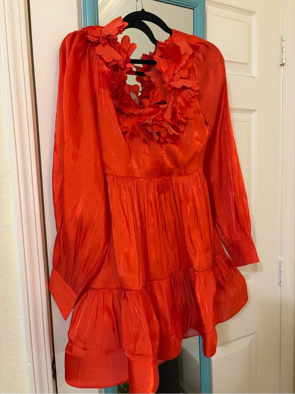 Beulah Floral-Appliqué Long Sleeve Dress NWT